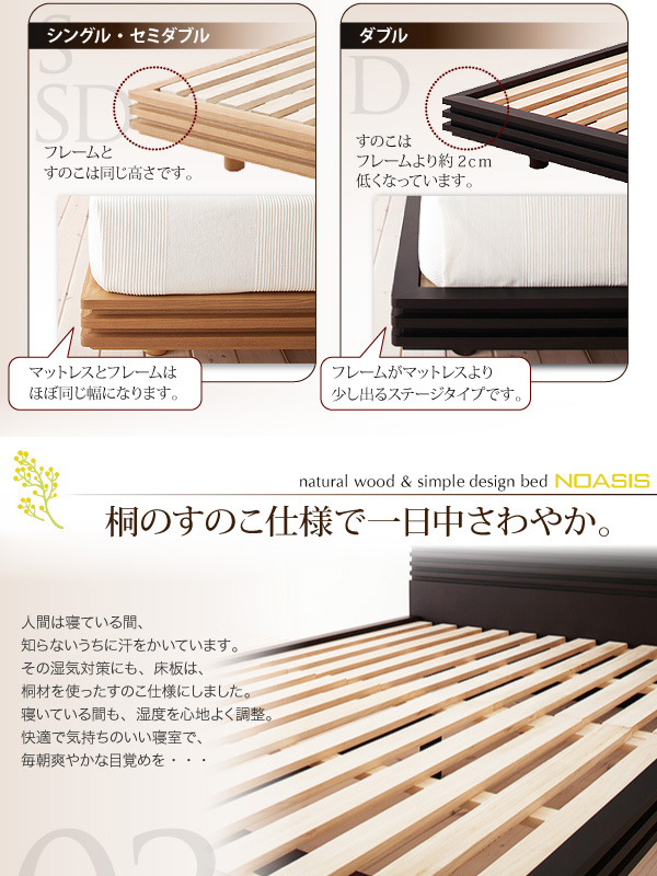 天然木デザインパネルすのこベッド【Noasis】ノアシス