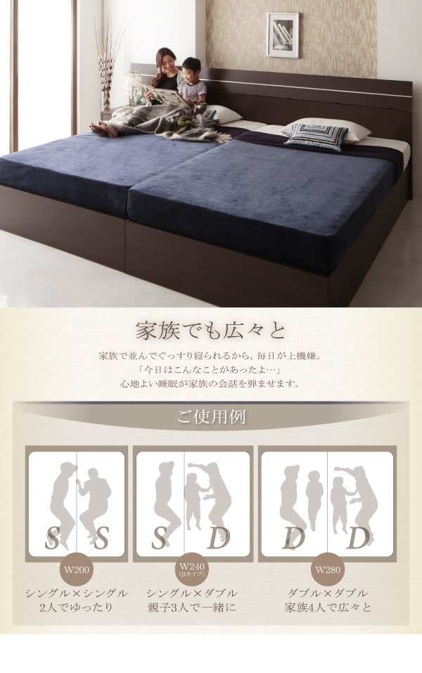 家族で寝られるホテル風モダンデザインベッド【Confianza】コンフィ 