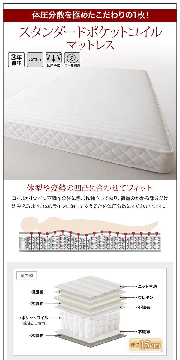フレンチカントリーデザイン棚コンセント引出し収納ベッド【Bonheur ...